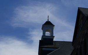 Evening image of a building cupola on Saint Anselm's campus