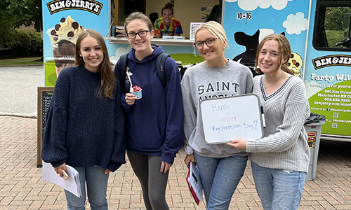 Students eating Ben and Jerry's