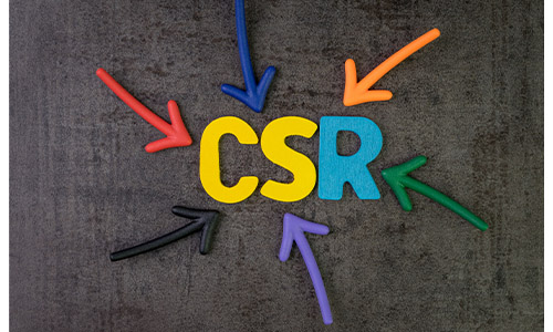 CSR letters with arrows pointing towards it