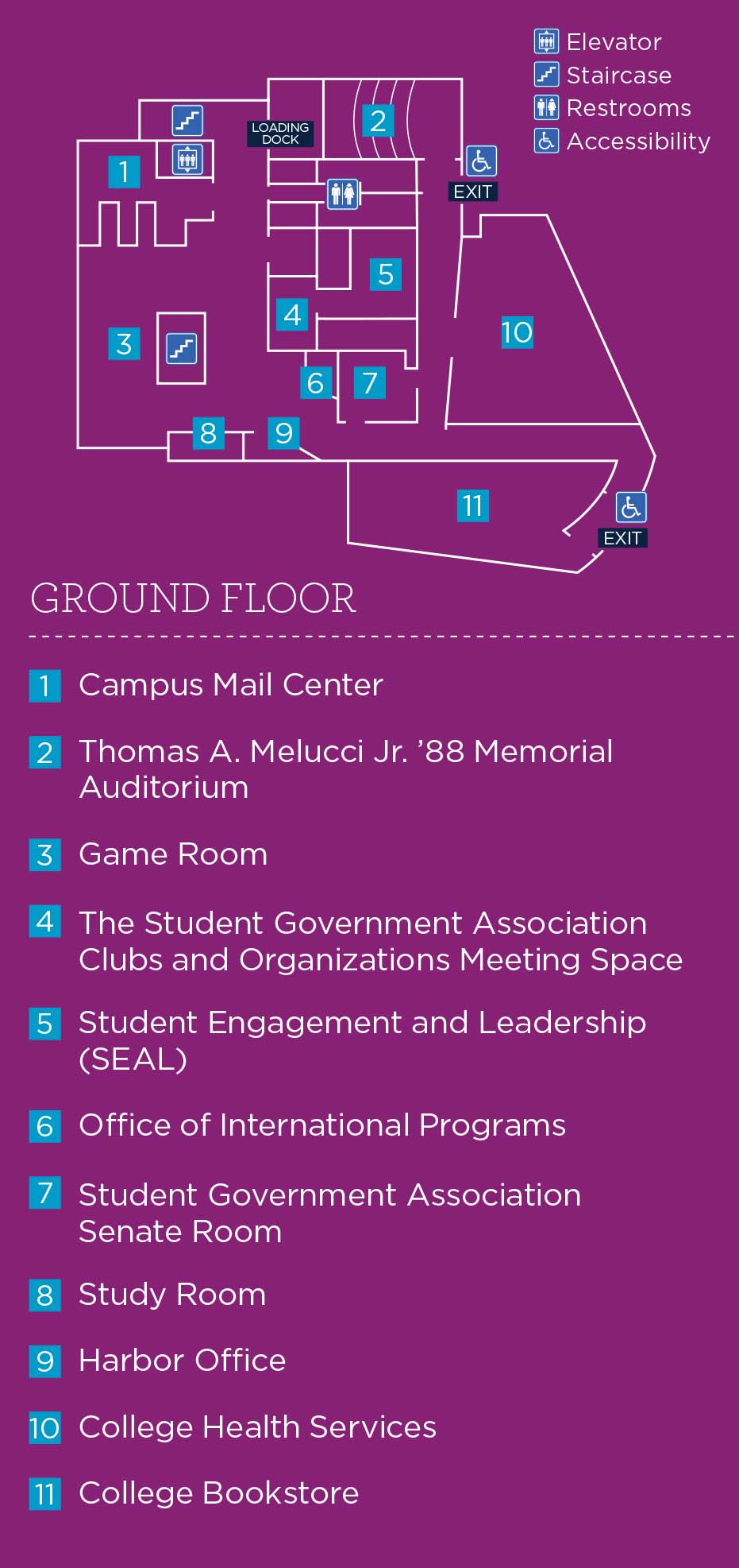 St Anselm College Map Student Center: Ground Floor | Saint Anselm College