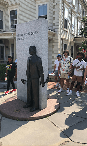 Students walk the Black History Trail of NH in Portsmouth, NH