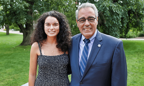 Anastasia Morrison ’22 stands with President Favazza