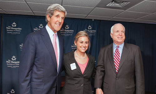 John Kerry and John McCain with student