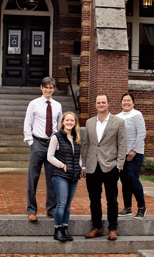 From left: Jason Sorens, director of the Center for Ethics in Business and Governance (CEBG), Hannah Beaudry '21, intern, Max Latona, executive director of the CEBG, and Kerri Roy '21, intern.