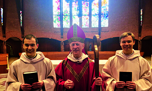 Brother Basil, Abbot Mark, and Brother Titus
