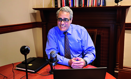 Dr. Favazza conducting first virtual town hall meeting