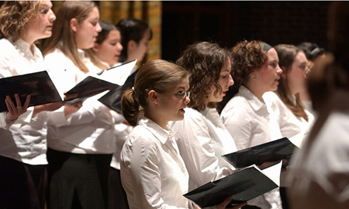 Students singing in choir