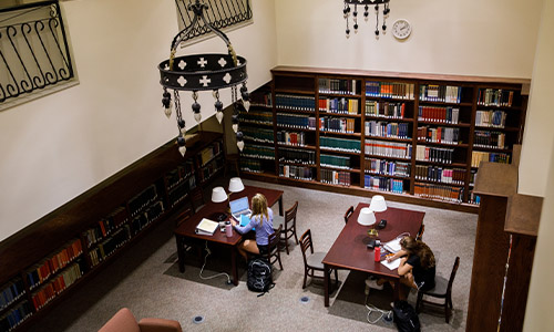 students studying at tables