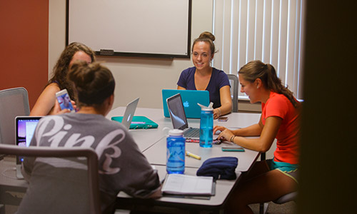 students at a table