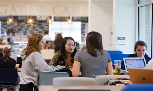 students in the gallo cafe