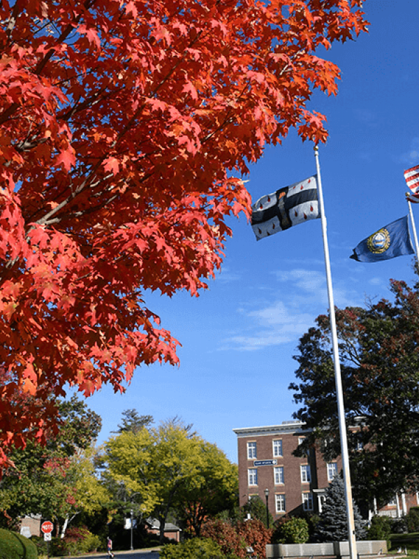 American flag on Saint Anselm College's campus