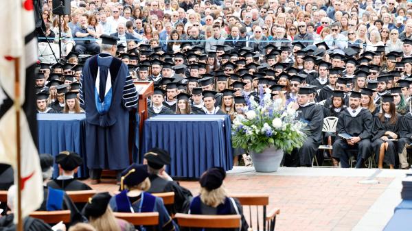 President Favazza delivering his address at Commencement