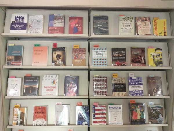 display of new books in Geisel Library