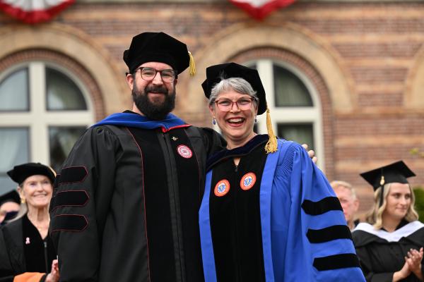 Professors Kevin Doran and Faculty Award recipient Deb McCarter