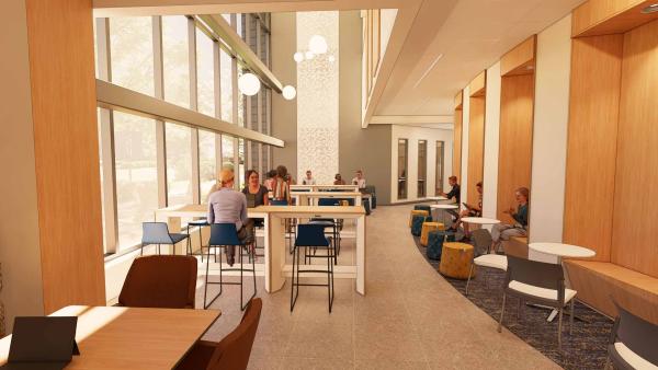 A view of the Grappone Hall student commons