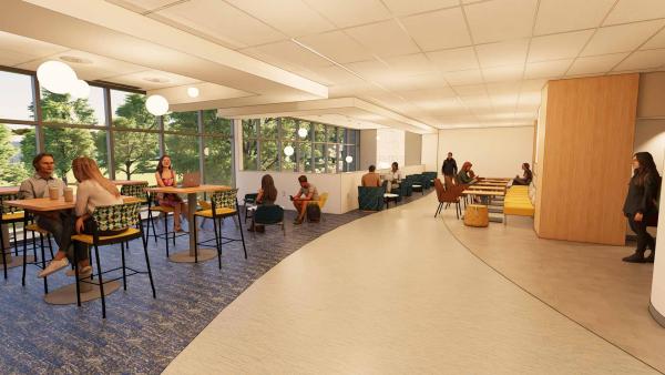 Level 2 student commons in Grappone Hall