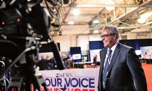 President Joseph A. Favazza, Ph.D., at his first debate as college president