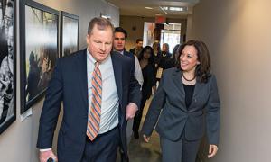 Neil Levesque and presidential candidate Kamala Harris