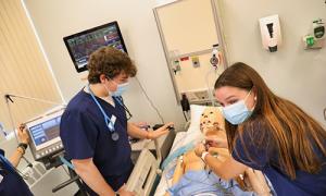 Nursing students in the lab