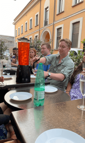 Students enjoying the local beverages