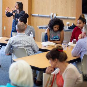 Students taking part in a Come Friday Forum