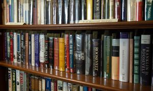 Books on bookshelf