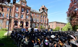 Commencement day on alumni hall quad