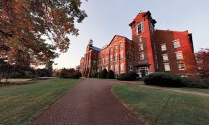 Alumni Hall at sunsent