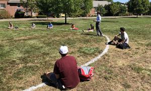 Class outside on Alumni quad