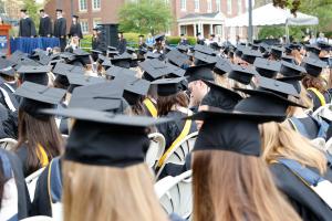 Students sitting at commencement