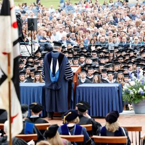 President Favazza delivering his address at Commencement