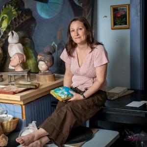 Kimberly Kersey-Asbury in her home studio in Dublin, N.H.