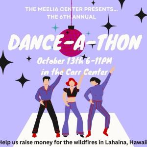 Meelia Center Dance-a-thon poster, cartoon characters dancing