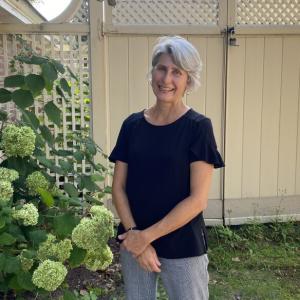 Diane Uraski in her back yard