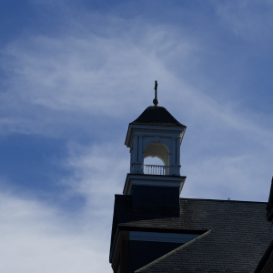 Evening image of a building cupola on Saint Anselm's campus