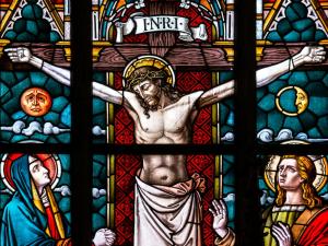 Jesus on the cross - stain glass