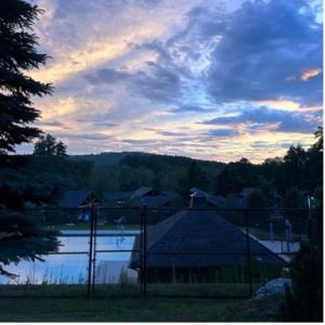 View of a summer camp at dawn