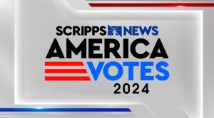 Red white and blue image reading "Scripps News America Votes 2024"