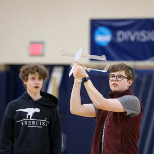 Olympiad participants testing their experiment