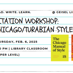 Poster for the Chicago/Turabian citation styles workshop