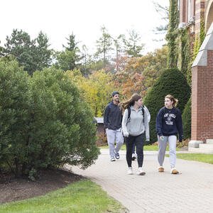 College students walking on a college campus
