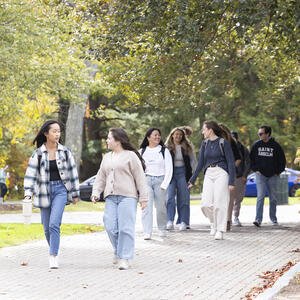 College students walking on a college campus