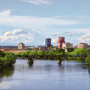 Manchester skyline above the Merrimack River