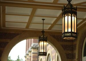 lights in front of alumni hall