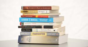 stack of books used in Conversatio program