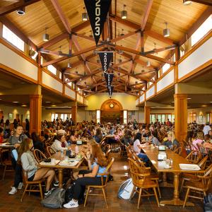 students in davison dining hall