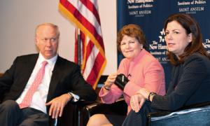 Harvard Kennedy School professor David Gergen, U.S. Sen. Jeanne Shaheen, and U.S. Sen. Kelly Ayotte