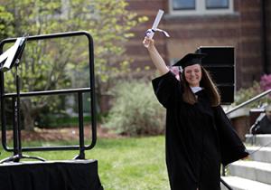 Class of 2020 student celebrates commencement.