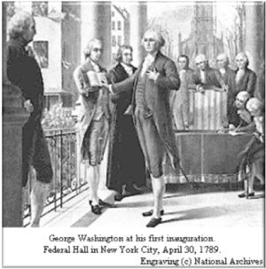 George Washington at his first inauguration
