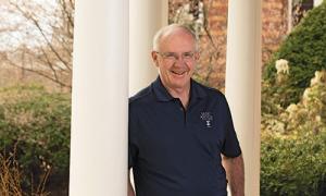 Michael McGuinness '78 on the porch of Joseph Hall